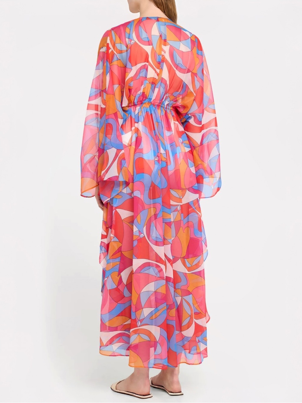 Ramy Brook Phebe Semi-Sheer Maxi Coverup Dress Apricot Multi Sz S MSRP $345 NWT - Picture 3 of 8